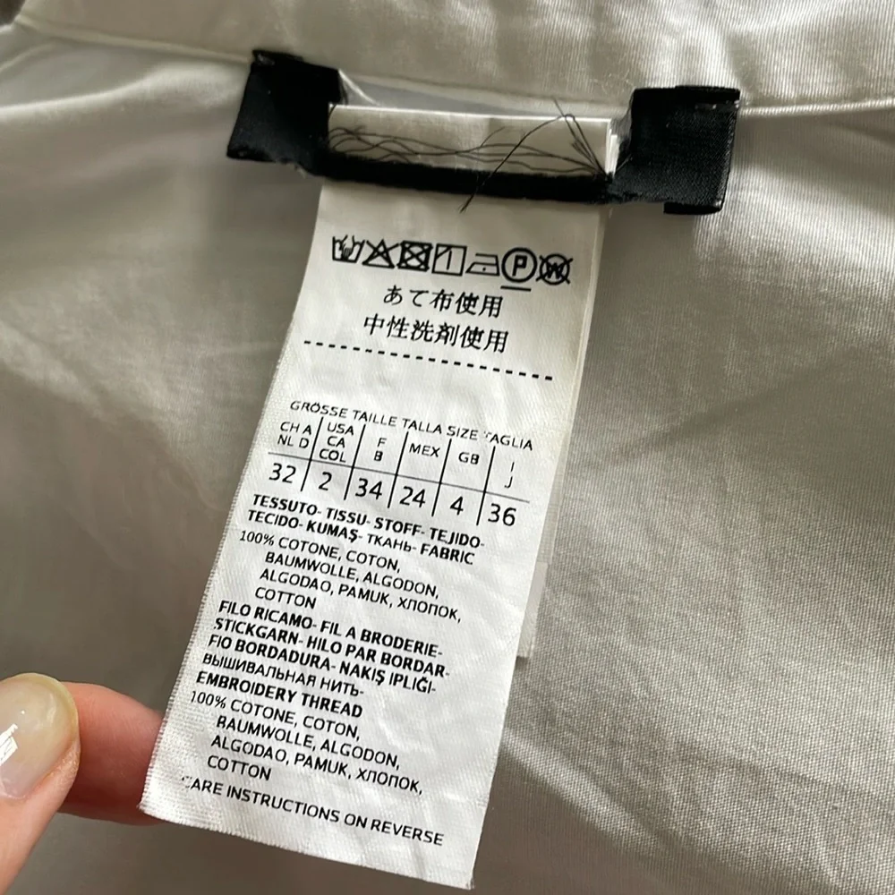 MaxMara Weekend Mock Neck Long Sleeve White Eyelet Blouse - Picture 5 of 13